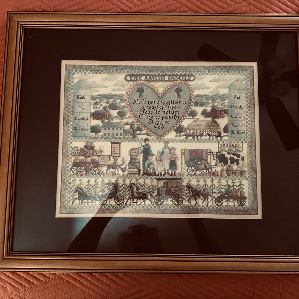 Original Framed Amish Scissor Cut Scherensch Picture